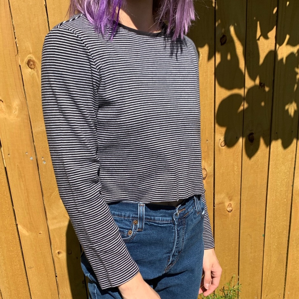 Hand-cut striped shirt